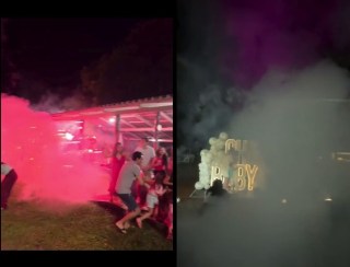 Fogos de chá revelação explodem em direção ao público em RO e vídeo do susto viraliza: 'Sofia chegou chegando'