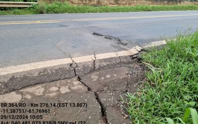 Fissura em ponte na BR-364 em RO preocupa motoristas