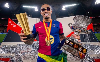 MVP da Supercopa do Barcelona, Raphinha quebra recorde de gols na Europa; veja fotos????